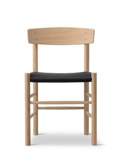 J39 Folkestolen Sædepolstret, Mørkebrun Læder af Børge Mogensen