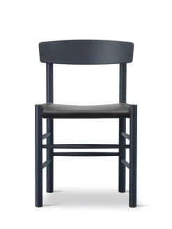 J39 Folkestolen Sædepolstret, Mørkebrun Læder af Børge Mogensen