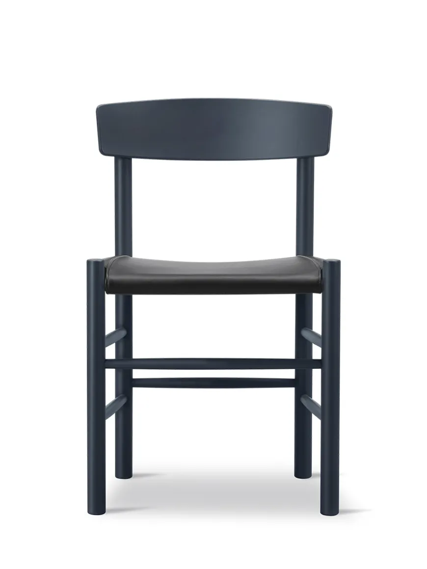 J39 Folkestolen Sædepolstret, Mørkebrun Læder af Børge Mogensen