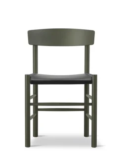 J39 Folkestolen Sædepolstret, Mørkebrun Læder af Børge Mogensen