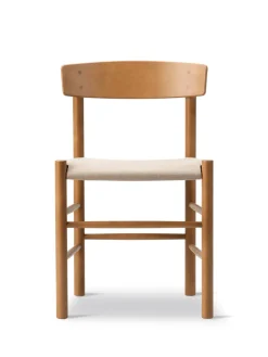 J39 Folkestolen Sædepolstret, Sort Læder af Børge Mogensen