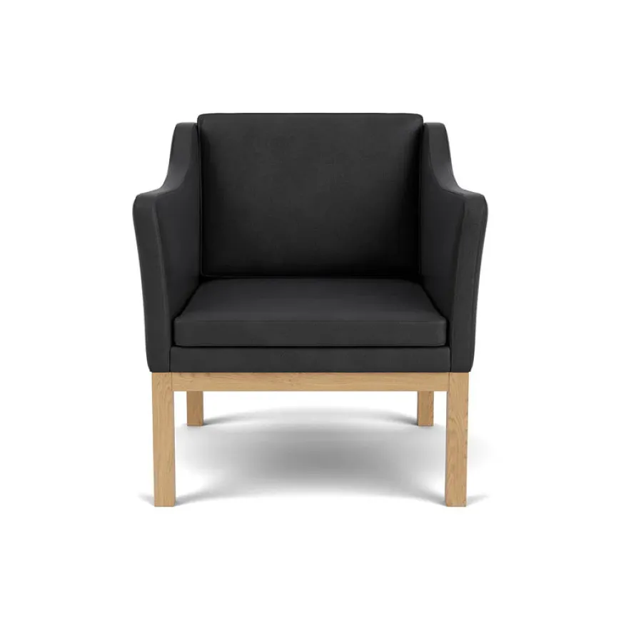 L46 MK155 lænestol, sort læder af Mogens Koch
