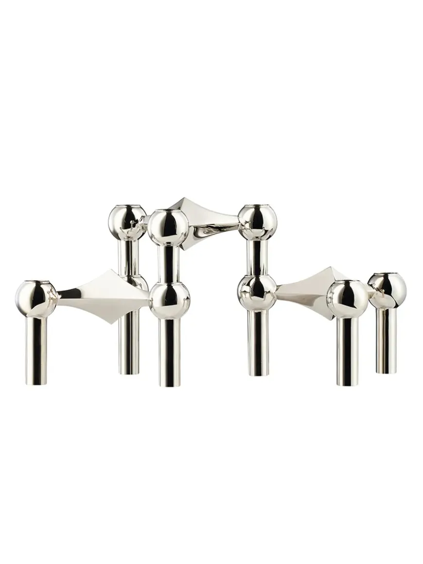 Nagel Lysestage, børstet messing fra STOFF Nagel