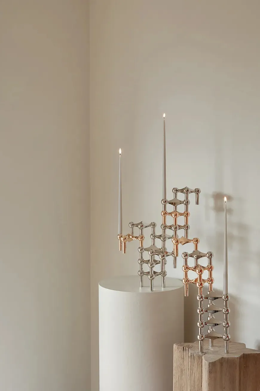 Nagel Lysestage, børstet messing fra STOFF Nagel