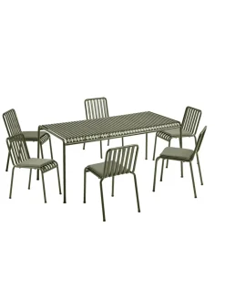 Palissade Sæt, 6 armstole og bord i anthracite fra HAY