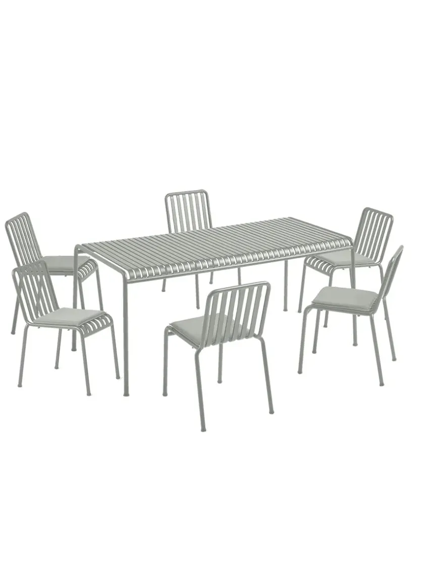 Palissade sæt, 6 armstole og bord i iron red fra HAY