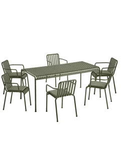 Palissade sæt, 6 armstole og bord i iron red fra HAY