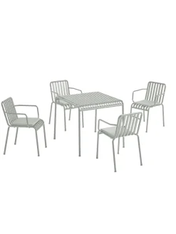 Palissade sæt, 4 armstole og bord i sky grey fra HAY