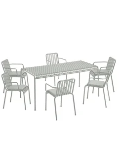 Palissade sæt, 6 armstole og bord i sky grey fra HAY