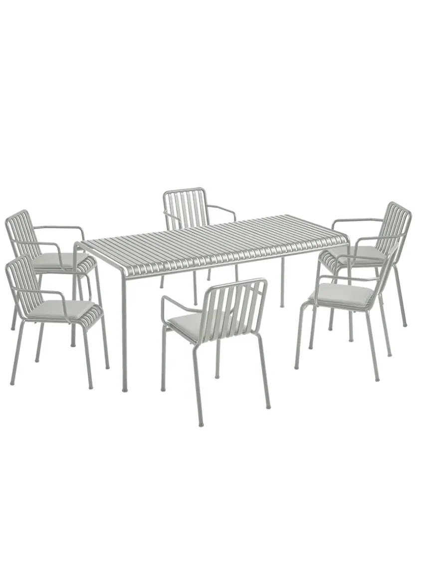 Palissade sæt, 6 armstole og bord i sky grey fra HAY