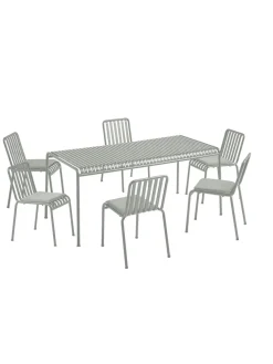Palissade sæt, 6 armstole og bord i sky grey fra HAY