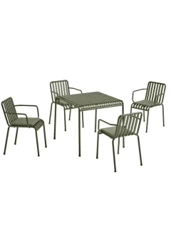 Palissade sæt, 4 stole og bord i iron red fra HAY