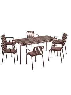 Palissade sæt, 6 stole og bord i iron red fra HAY