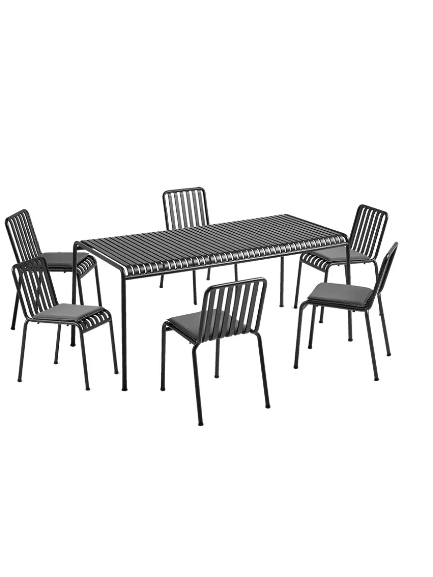 Palissade sæt, 6 stole og bord i anthracite fra HAY