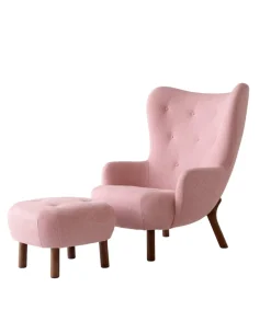 Petra VB3 lænestol inkl. Skammel,  Sheepskin honey 50 fra &Tradition