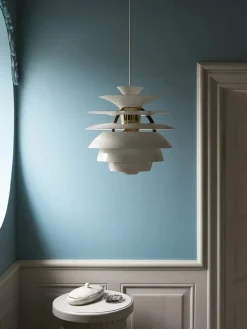 PH Snowball, dusty blue/chrome af Poul Henningsen