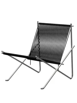 PK4 Loungestol i natur, stålstel af Poul Kjærholm