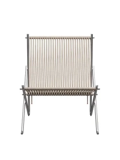 PK4 Loungestol i sort, stålstel af Poul Kjærholm