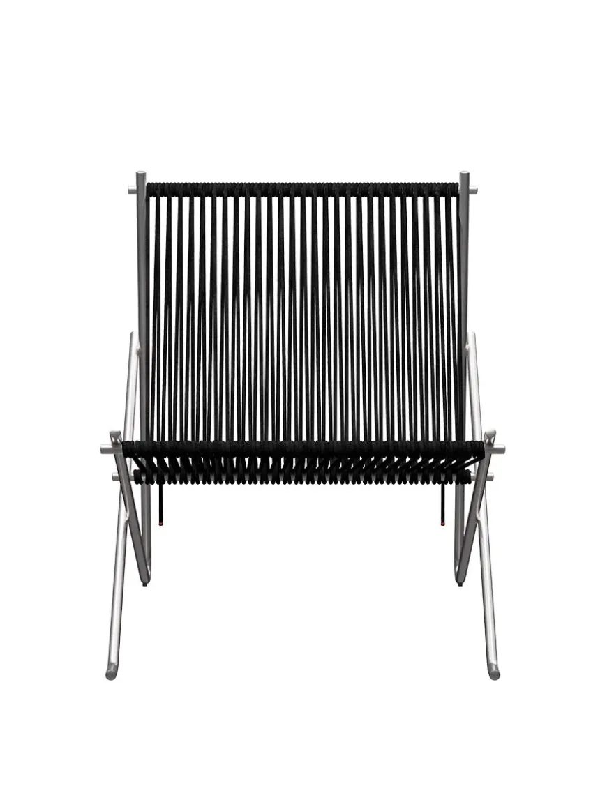 PK4 Loungestol i sort, stålstel af Poul Kjærholm