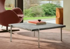 PK61 Sofabord Jubilæumsudgave, grey-white marmor af Poul Kjærholm