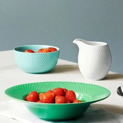 Rhombe dyb tallerken, grøn Ø24,5 cm fra Lyngby Porcelæn