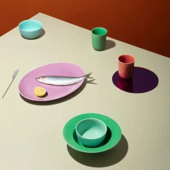 Rhombe dyb tallerken, grøn Ø24,5 cm fra Lyngby Porcelæn