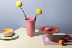 Rhombe vase, gul fra Lyngby Porcelæn