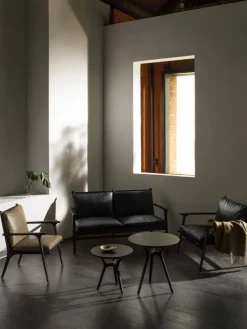 Rén Lounge sofa 2. pers natur eg, sort læder fra Stellar Works