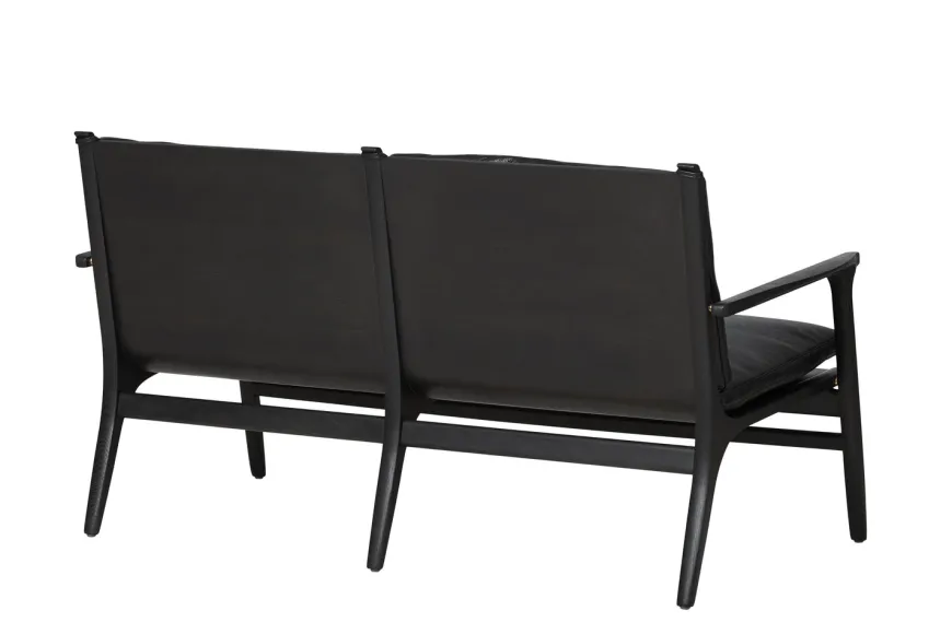 Rén Lounge sofa 2. pers natur eg, sort læder fra Stellar Works