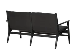 Rén Lounge sofa 2. pers sortmalet eg, sort læder fra Stellar Works
