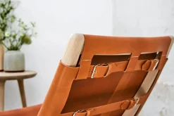 Rocker gyngestol, mat lakeret eg med whisky farvet læder fra Mater