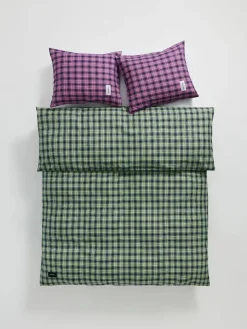 Rodeo Duvet Cover, neon blue check fra Magniberg