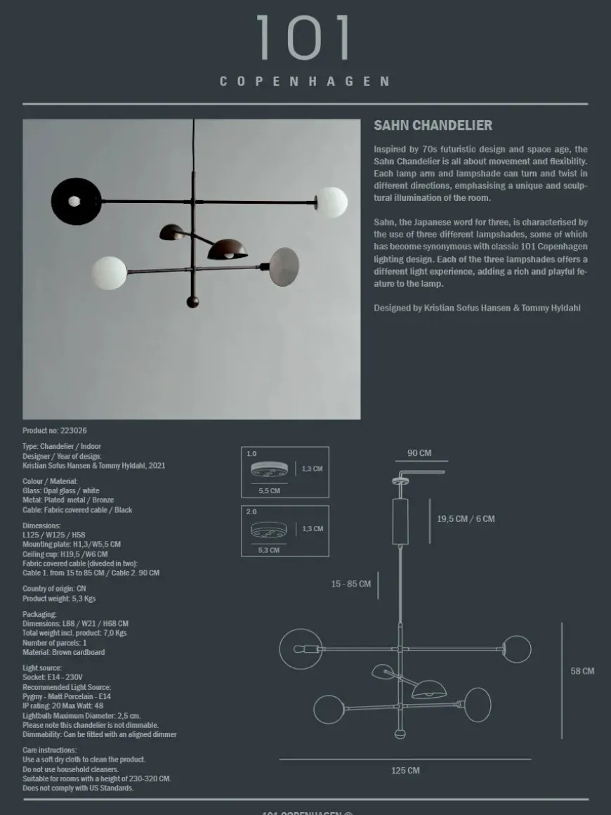 Sahn Chandelier, bronze fra 101 Copenhagen