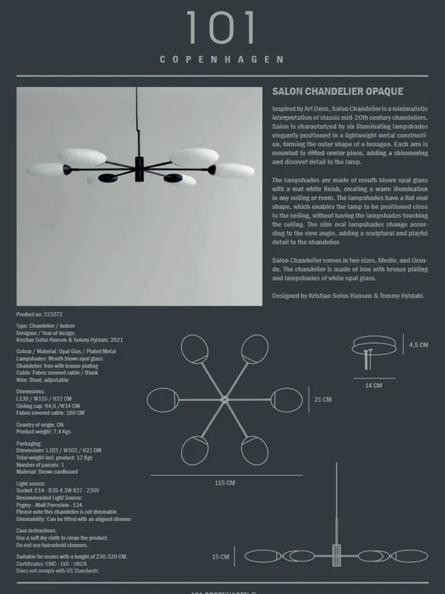 Salon Chandelier, grande opaque fra 101 Copenhagen