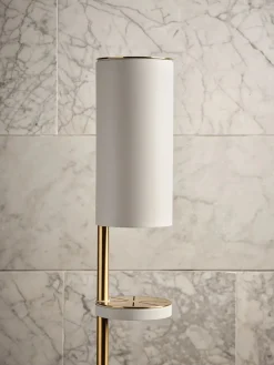 Sensorstyret håndsprit- og sæbedispenser, fritstående i hvid fra VOLA