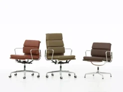 Soft Pad Chair EA 217 Kontorstol, cognac læder/krom stel fra Vitra
