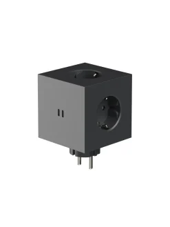 Square 2 Stikdåse med USB, sort fra Avolt