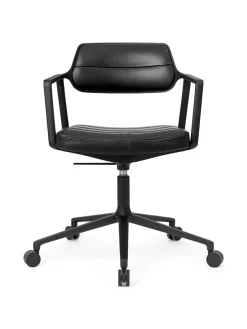 VIPP453 Swivel+ Chair m/hjul, sort læder fra Vipp