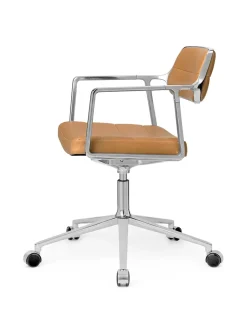 VIPP453 Swivel+ Chair m/sort stel & hjul, sort læder fra Vipp