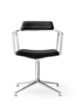 VIPP452 Swivel Chair m/sort stel, sort læder fra Vipp