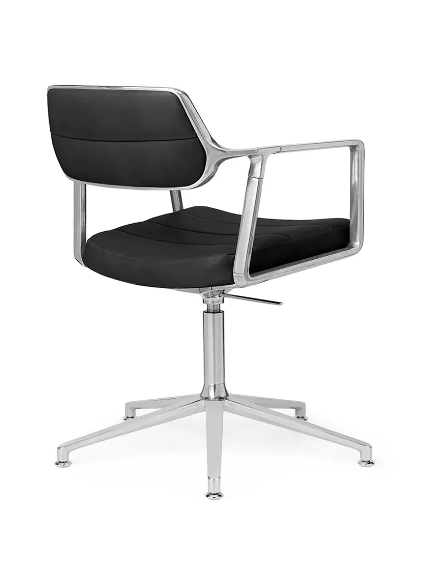 VIPP453 Swivel+ Chair m/sort stel, sort læder fra Vipp