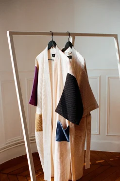 Waffle Badekåbe, dusty blue multi fra Hay