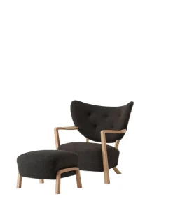 Wulff lænestol inkl. skammel, - Sheepskin Moonlight fra &Tradition