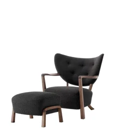 Wulff lænestol inkl. skammel, - Sheepskin Moonlight fra &Tradition