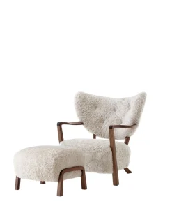 Wulff lænestol inkl. skammel, - Sheepskin Moonlight fra &Tradition