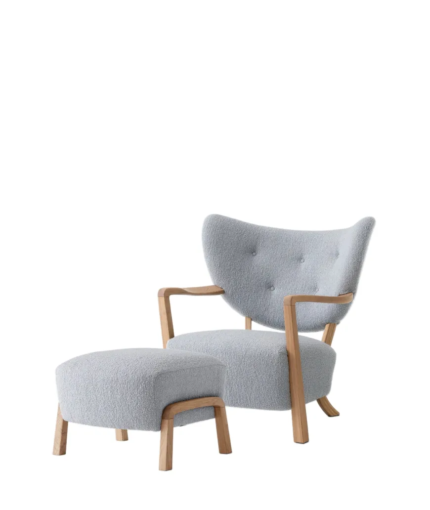 Wulff lænestol inkl. skammel, - Sheepskin Moonlight fra &Tradition