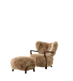 Wulff lænestol inkl. skammel, - Sheepskin Moonlight fra &Tradition