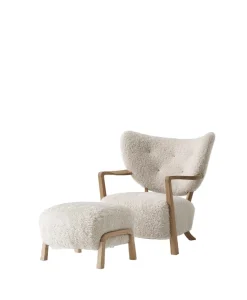 Wulff lænestol inkl. skammel - Sheepskin Honey  fra &Tradition
