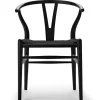 Y-stol CH24 Soft Black med sort flet af Hans J. Wegner