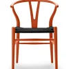 Y-stol CH24 Soft Orange Red med sort flet af Hans J. Wegner